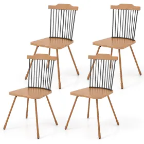 Us-2hcst06114 Costway Windsor Chair Set Of 4 Metal Legs Supported Dining Farmhouse Armless