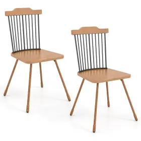 Us-2hcst06127 Costway Windsor Chair Set Of 2 Metal Legs Supported Dining Farmhouse Armless