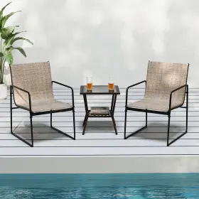 Us-2hcst06158 Costway 2 Pcs Outdoor Dining Chairs Patio Furniture Chair With Breathable Seat And Backrest