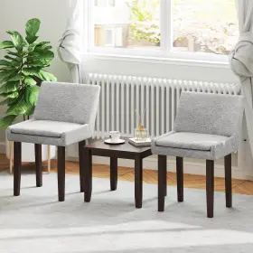 Us-2hcst06324 Costway 3-piece Accent Table And Chair Set Modern Upholstered Fabric Side Leisure