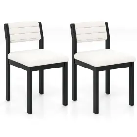 Us-2hcst06444 Costway Dining Chair Set Of 2 Sherpa Upholstered Kitchen Chairs With Wood Frame White