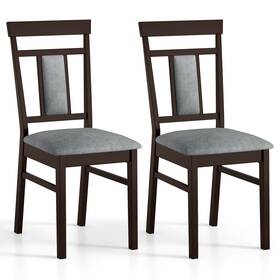 Costway Us-2hcst07354 Modern Home Dining Chair Set Of 2 With Upholstered Seat And Backrest Rubber Wood Legs