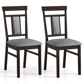 Us-2hcst07354 Costway Modern Home Dining Chair Set Of 2 With Upholstered Seat And Backrest Rubber Wood Legs