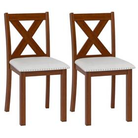 Costway Us-2hcst09876 Wooden Dining Chair Set Of 2 With Acacia Wood Legs Padded Seat Curved Back