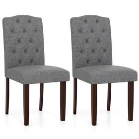 Costway Us-2hcst10072 Wooden Dining Chair Set Of 2 With Rubber Wood Legs Padded Seat S Springs Kitchen