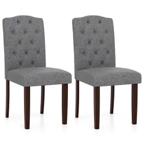 Us-2hcst10072 Costway Wooden Dining Chair Set Of 2 With Rubber Wood Legs Padded Seat S Springs Kitchen