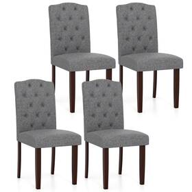 Costway Us-2hcst10074 Wooden Dining Chair Set Of 4 With Rubber Wood Legs Padded Seat S Springs Kitchen