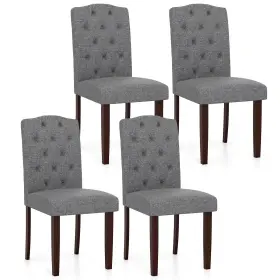 Us-2hcst10074 Costway Wooden Dining Chair Set Of 4 With Rubber Wood Legs Padded Seat S Springs Kitchen