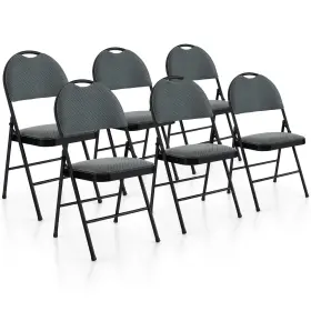 Us-2hw54166 Costway 6 Pack Folding Chairs Portable Padded Office Kitchen Dining Grey