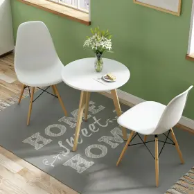 Us-2hw65771wh-2 Costway 2 Pieces Of Dining Chairs Mid Century Modern Wooden Legs Kitchen Living Room