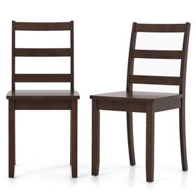 Costway Us-2jv10848bn Ladder Back Armless Side Chair Set Of 2 Dining Chairs With Solid Rubber Wood Legs