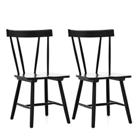Us-2jv10933bk Costway Dining Chairs Set Of 2 Windsor Wood Armless With Solid Rubber