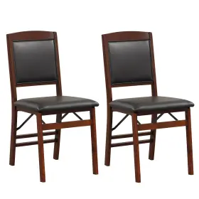 Us-2jv10980bn Costway 2 Pack Folding Dining Chairs Foldable With Pvc Padded Seat And High Backrest