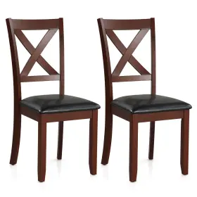 Us-2kc56573bk Costway 2pcs Wooden Dining Chairs Kitchen Side Chair With Padded Seat Rubber Wood Legs