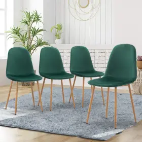 500sa Cosvalve Green Set Of 4 Velvet Dining Chairs With Metal Legs Kitchen Room