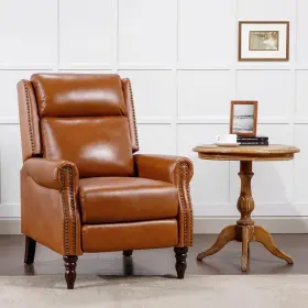Sn-002-01hd Cozyman 30 Inch Brown Modern Genuine Leather Recliner Chair Nailhead Trim Push