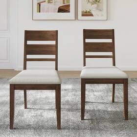 Craftporch C3065us-bn-wd-2x Set 2 Dining Chairs Brown Wooden Minimalist Mid Century Modern Kitchen Nook New