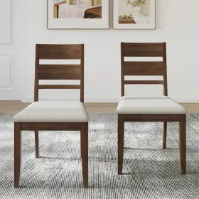 C3065us-bn-wd-2x Craftporch Set 2 Dining Chairs Brown Wooden Minimalist Mid Century Modern Kitchen Nook New
