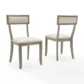 82004405 Crosley Set Of 2 Alessia Dining Chairs Rustic Gray Wash Upholstered Rubberwood