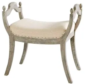 09600 Cyan Design Stool Alice Small Weathered Gray Birch Cotton Fabric