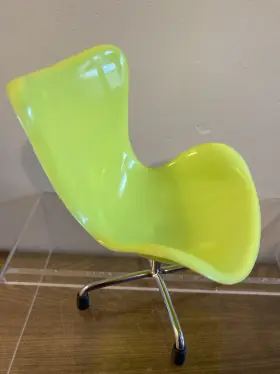 Daiso 947678019155 Japan Neon Green Tulip Chair Metal Legs Mid Century Modern Plastic 5.5x4 Inch