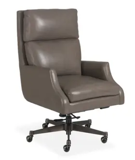Decorinspired 955265143914 Executive Chair Genuine Leather Pewter Gray Padded Swivel Tilt Office Metal Base