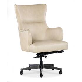 Decorinspired 955265146793 Executive Chair Genuine Leather Wingback Cream Swivel Tilt Office Nickel Base