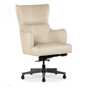 Decorinspired 955265146793 Executive Chair Genuine Leather Wingback Cream Swivel Tilt Office Nickel Base