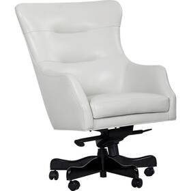 Decorinspired 955265146823 Executive Chair White Genuine Leather Top Grain Swivel Tilt Office Black Base