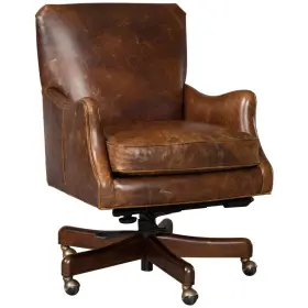 Decorinspired 955265147066 Executive Chair Genuine Leather Top Grain Brown Swivel Tilt Office Wood Base