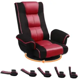 201w-br Deelyan Swivel Floor Chairs For Adults Gaming Breathable Mesh Black And Red