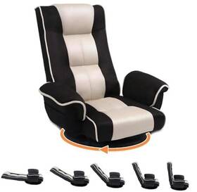 Deelyan Dl201w-bm Swivel Floor Chairs For Adults Gaming Breathable Mesh Black And Beige