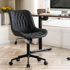 Dexun Inc 735942503431 Home Office Desk Chair Armless Comfy Small Ergonomic Rolling Black Modern