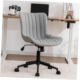 Dexun Inc 763482190675 Home Office Desk Chair With Wheels Ergonomic Comfy Armless Vanity Grey Modern