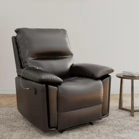 2508009 Dhp Recliner With Dual Usb Port Faux Leather Dark Brown