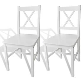 Dining Chair Set 718475903468 Of 2 White Solid Pine Wood 33.1 Inches Tall