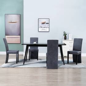 Dining Chair Set 719883576497 Of 4 Grey Faux Suede And Wood Standard Modern