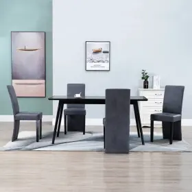 Dining Chair Set 719883576497 Of 4 Grey Faux Suede And Wood Standard Modern