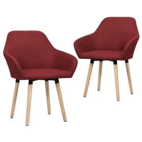 Dining Chair Set 719883596853 Of 2 Wine Red Fabric And Solid Wood Standard