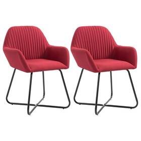 Dining Chair Set 719883607658 Of 2 Wine Red Fabric And Powder-coated Steel