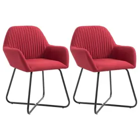 Dining Chair Set 719883607658 Of 2 Wine Red Fabric And Powder-coated Steel