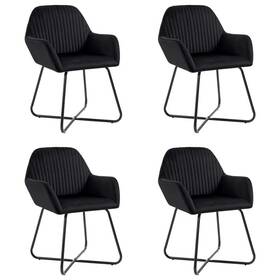 Dining Chair Set 719883693026 Of 4 Black Velvet And Steel Standard Ergonomic