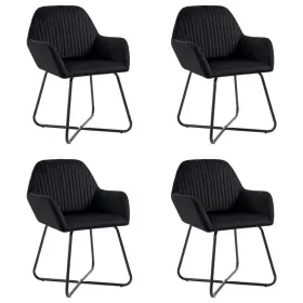 Dining Chair Set 719883693026 Of 4 Black Velvet And Steel Standard Ergonomic