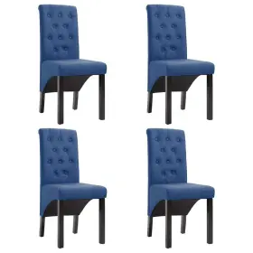 Dining Chair Set 719883711317 Of 4 Blue Fabric And Rubber Wood Medium