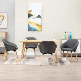 Dining Chair Set 719883727714 Of 4 Dark Gray Polyester And Solid Wood Medium