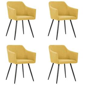 Dining Chair Set 720286290781 Of 4 Yellow Fabric 100% Polyester Metal