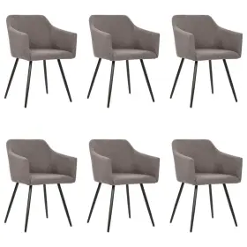 Dining Chair Set 720286290903 Of 6 Taupe Polyester Fabric Metal Standard
