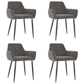 Dining Chair Set 720286326411 Of 4 Dark Grey Velvet 100% Polyester Metal