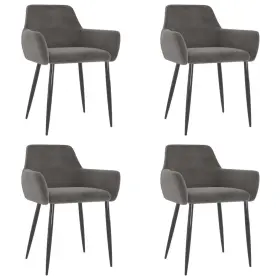 Dining Chair Set 720286326411 Of 4 Dark Grey Velvet 100% Polyester Metal