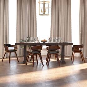 Dining Chair Set 720286764954 Of 6 Black And Natural Faux Leather Bentwood